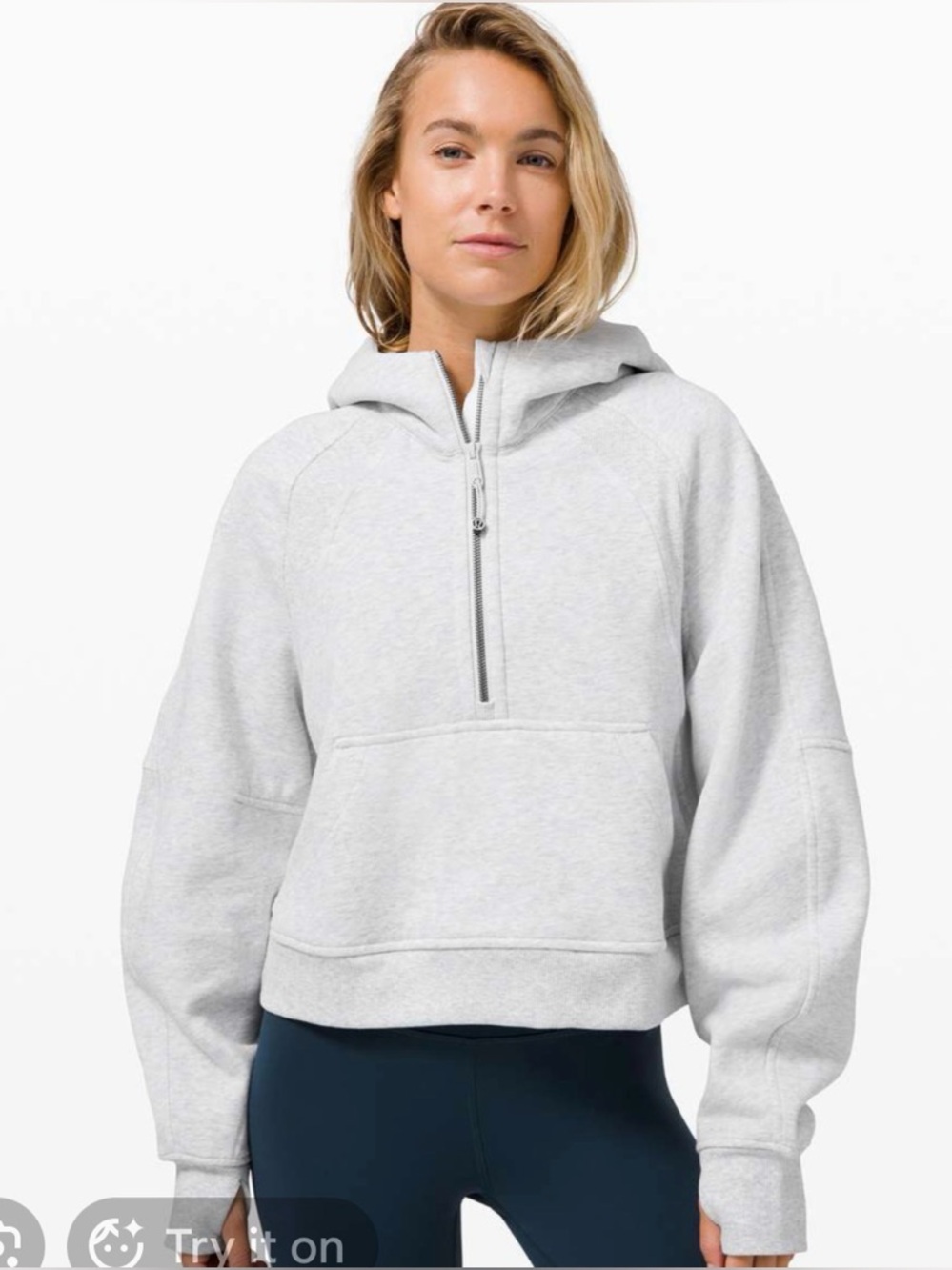 Lululemon Light Gray Half-Zip Scuba